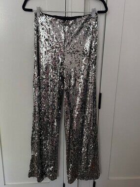 Silver sequin pants